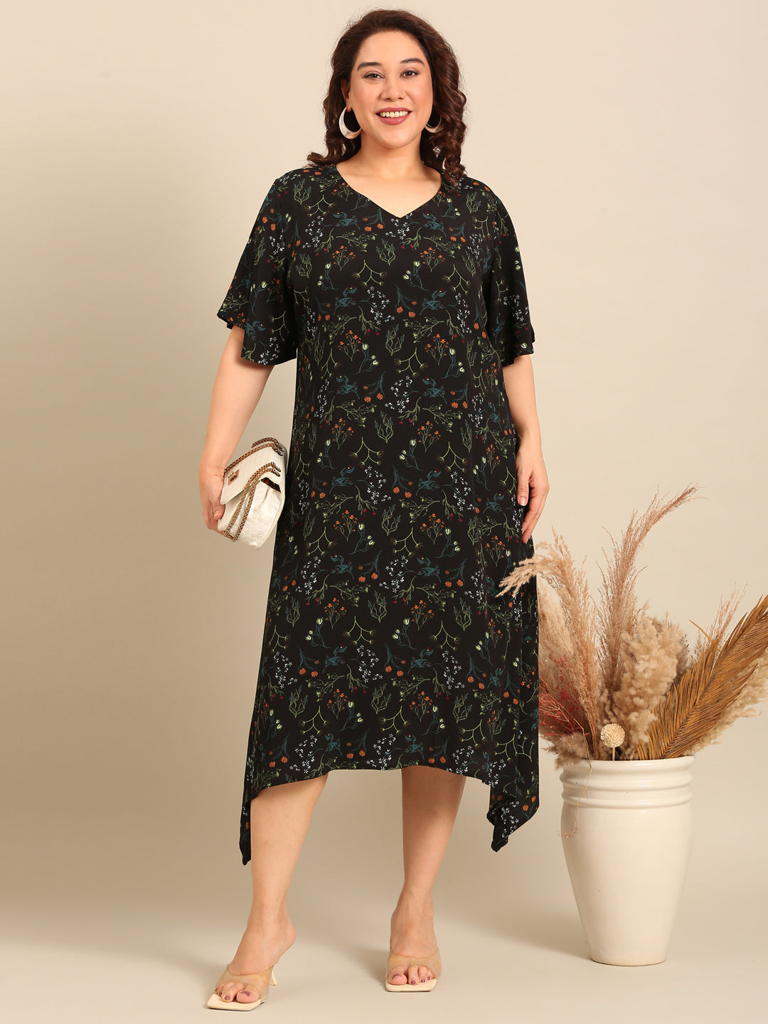 Ditsy Floral Print A-Line Dress