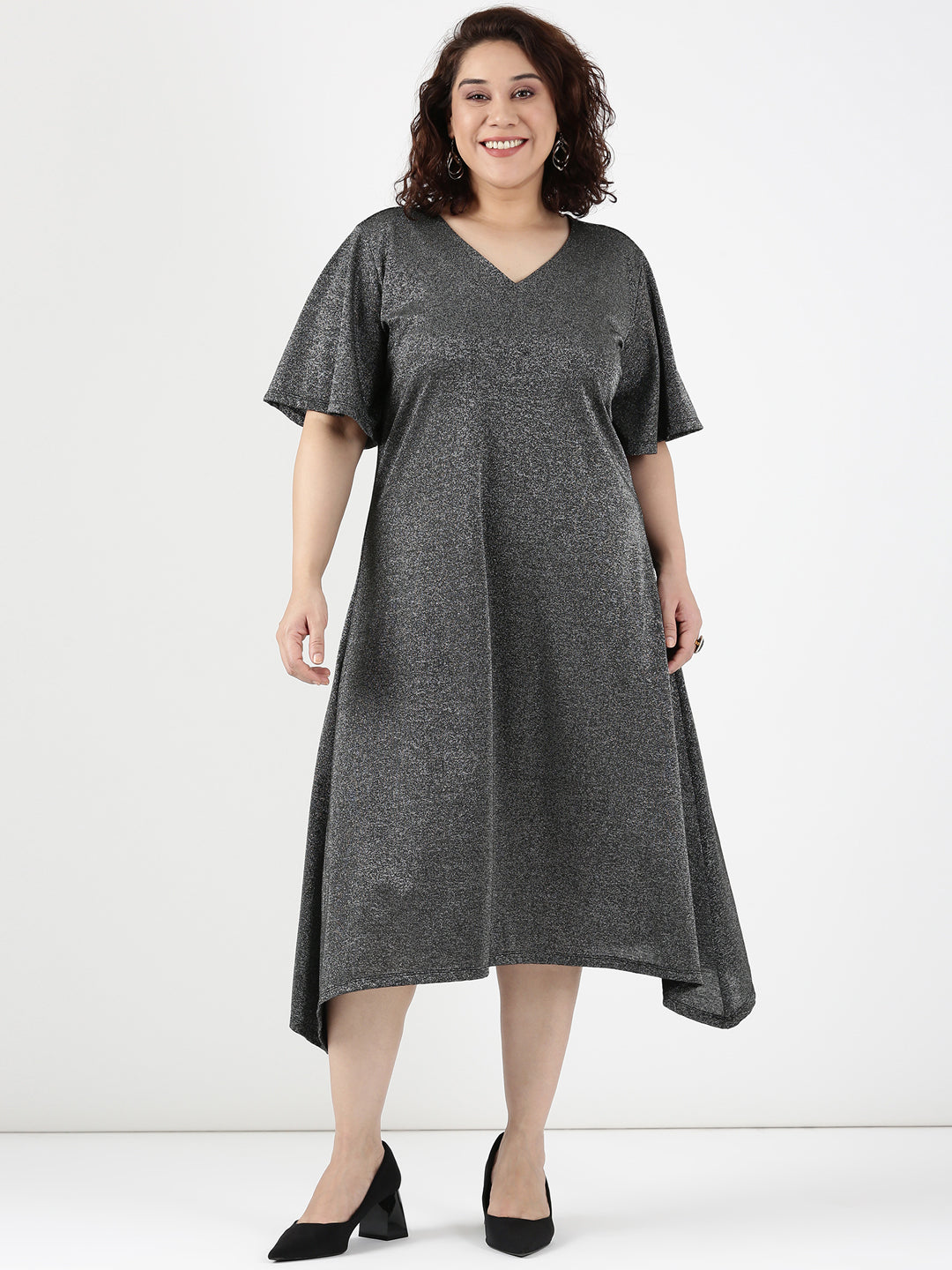 Black Shimmer A-line Dress