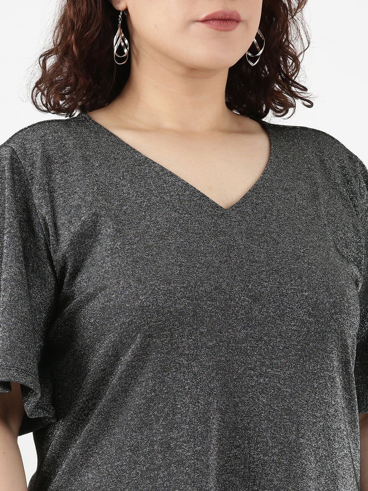 Black Shimmer A-line Dress