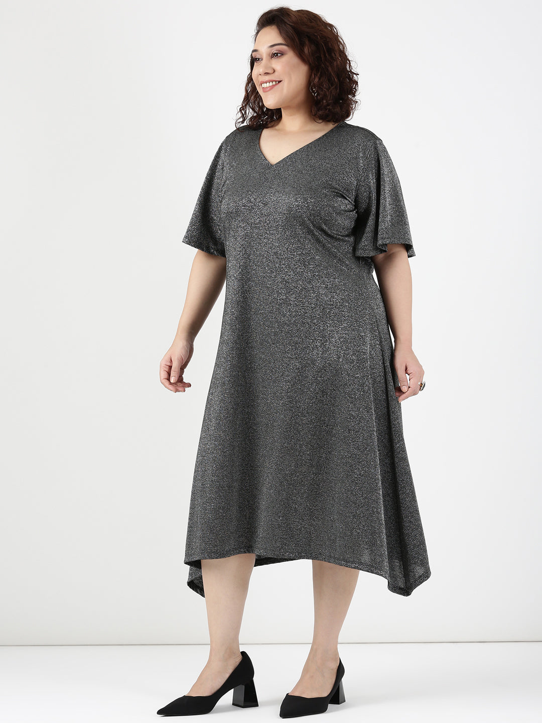 Black Shimmer A-line Dress