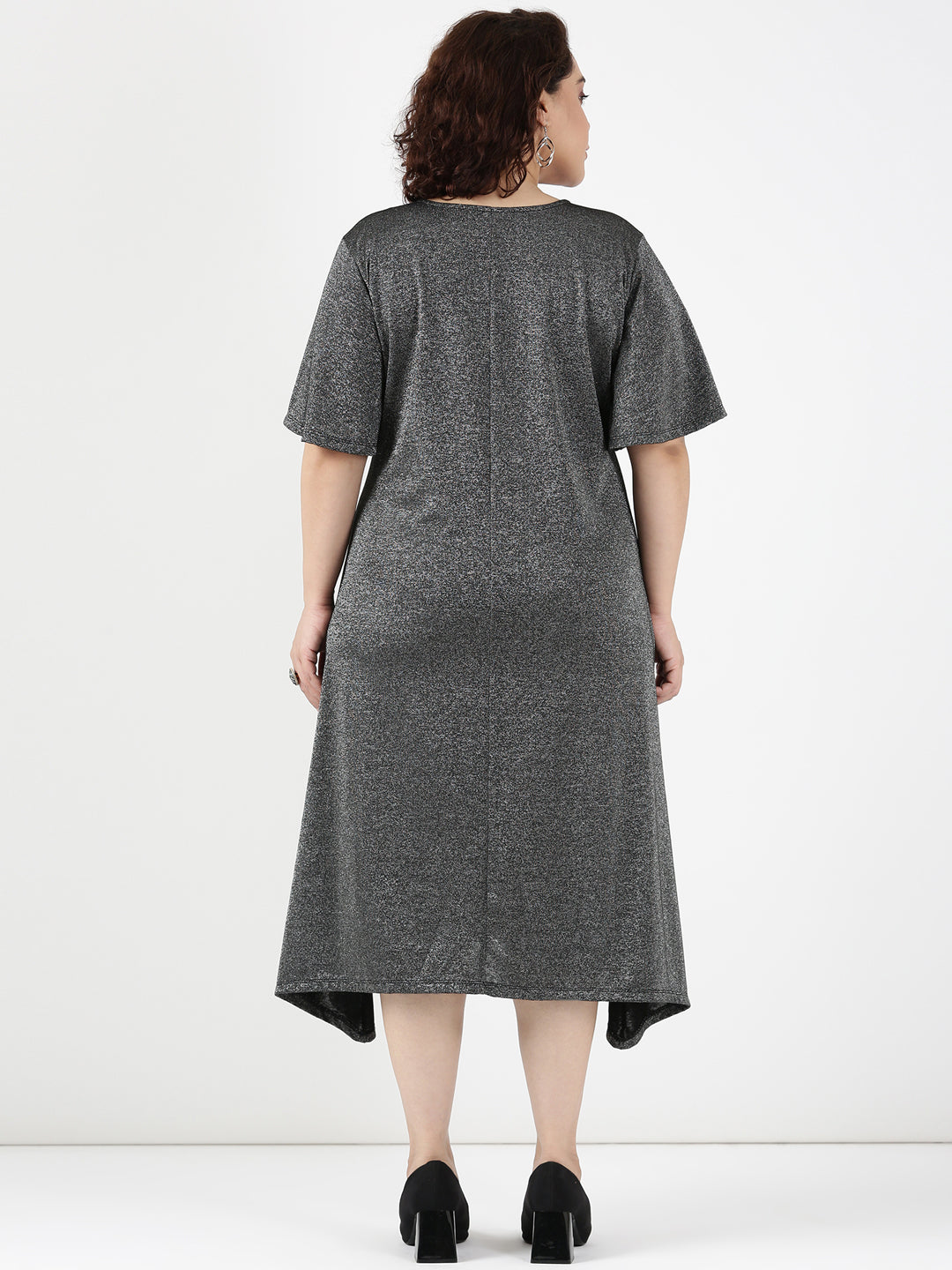Black Shimmer A-line Dress