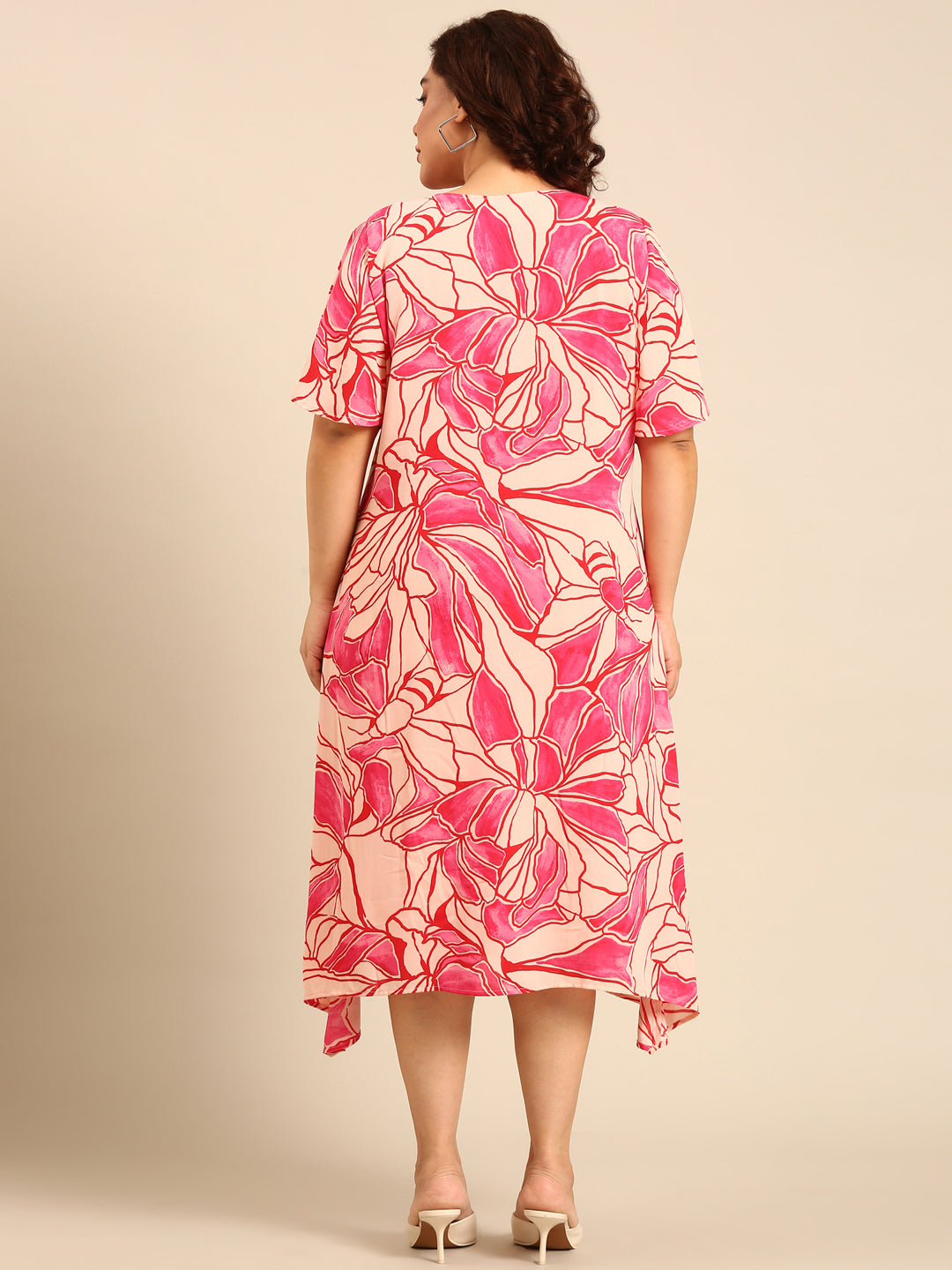 Abstract Floral Print A-Line Dress