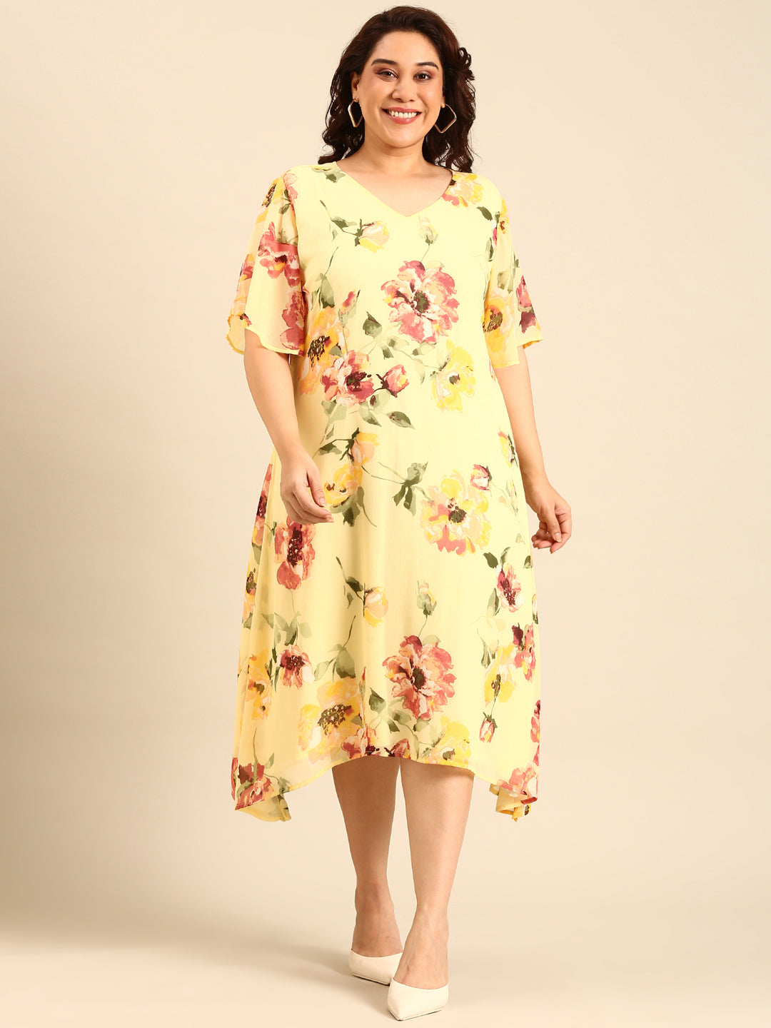 Chiffon Floral Print A-Line Dress