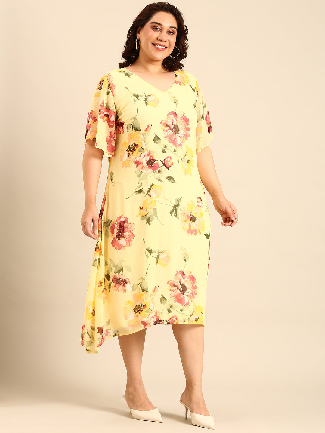 Chiffon Floral Print A-Line Dress