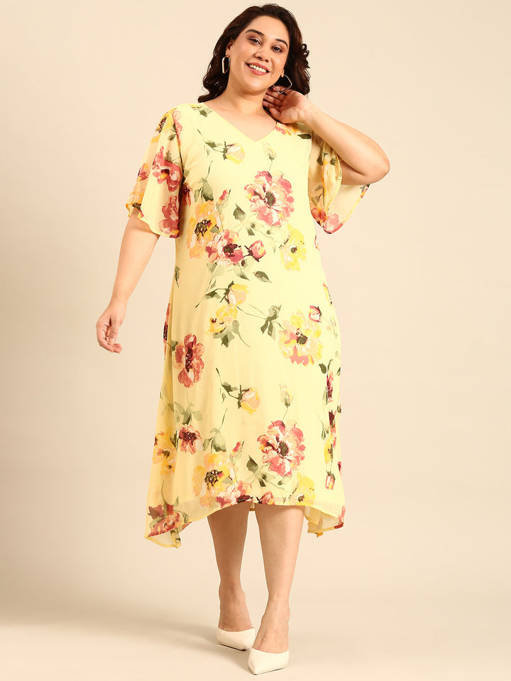 Chiffon Floral Print A-Line Dress