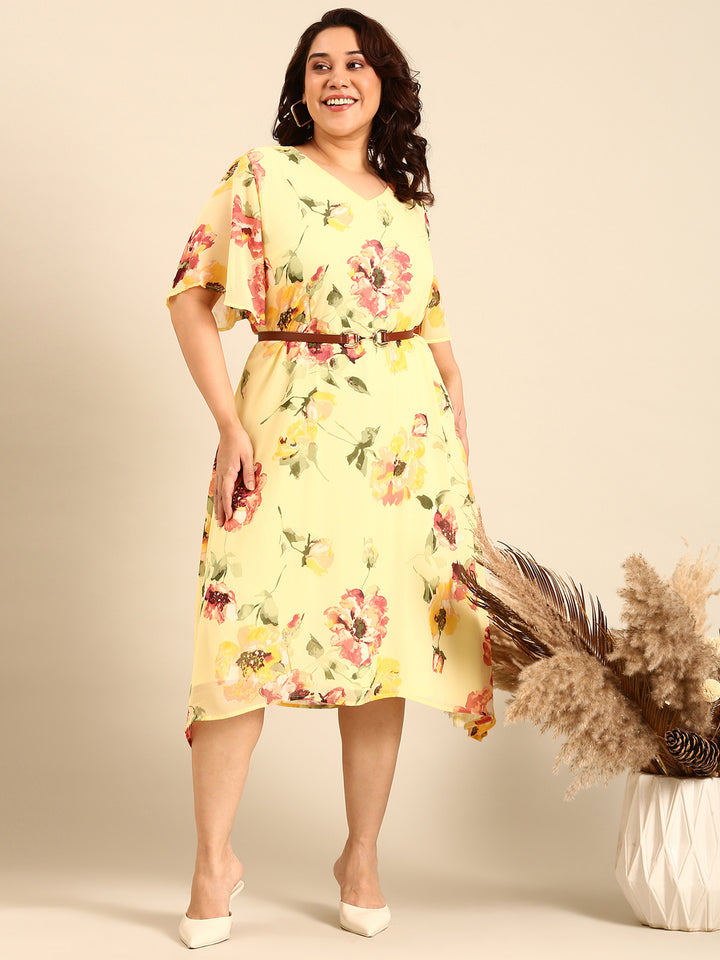 Chiffon Floral Print A-Line Dress