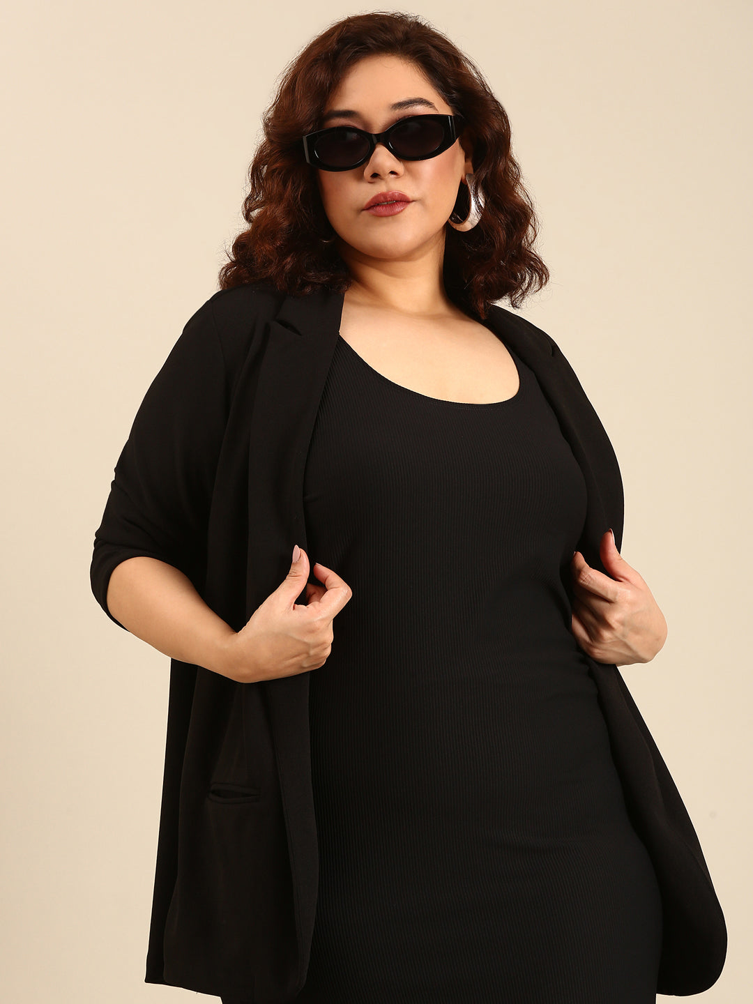 Black Sleeveless Dress with Blazer Co-Ord Set ( 2 piece)