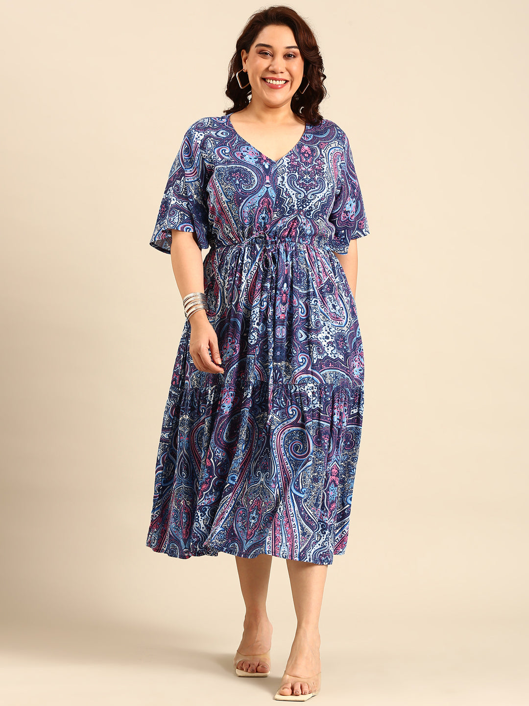 Blue Paisley Printed Dress