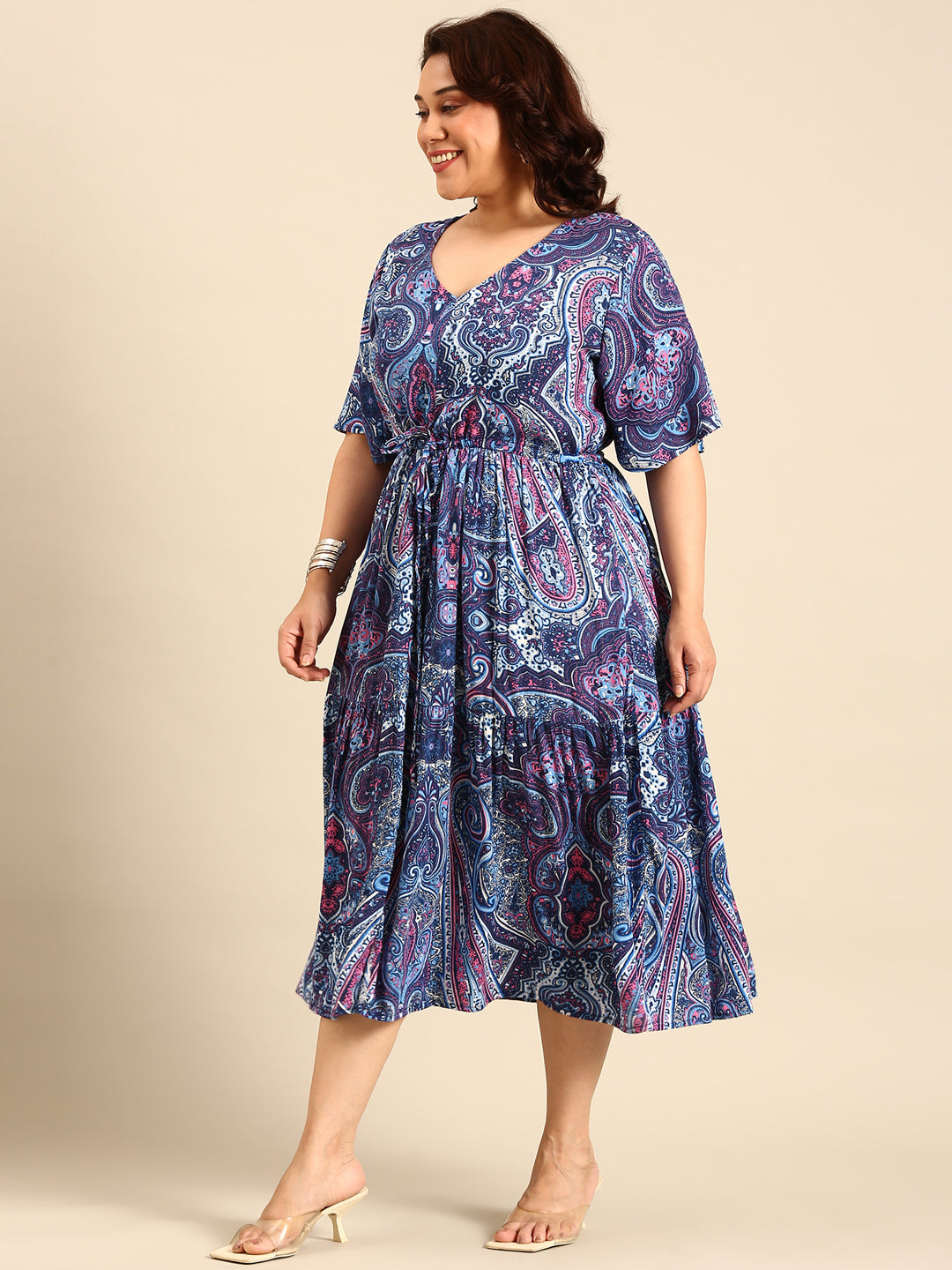 Blue Paisley Printed Dress