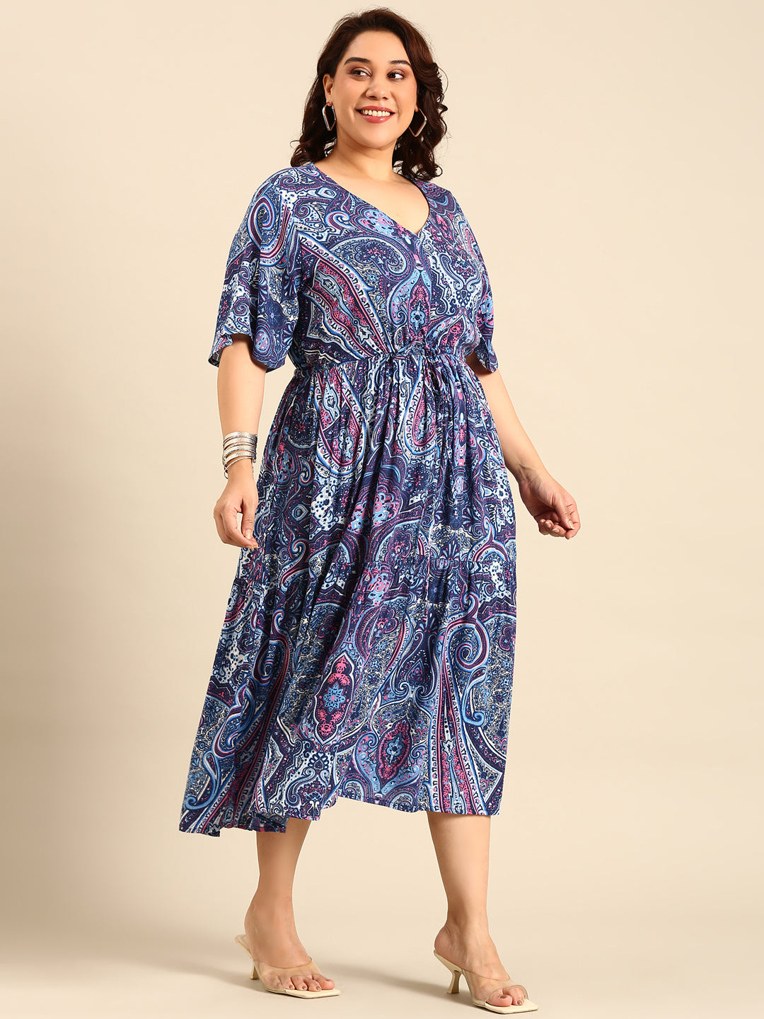 Blue Paisley Printed Dress