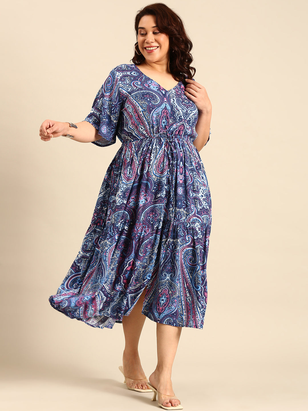 Blue Paisley Printed Dress