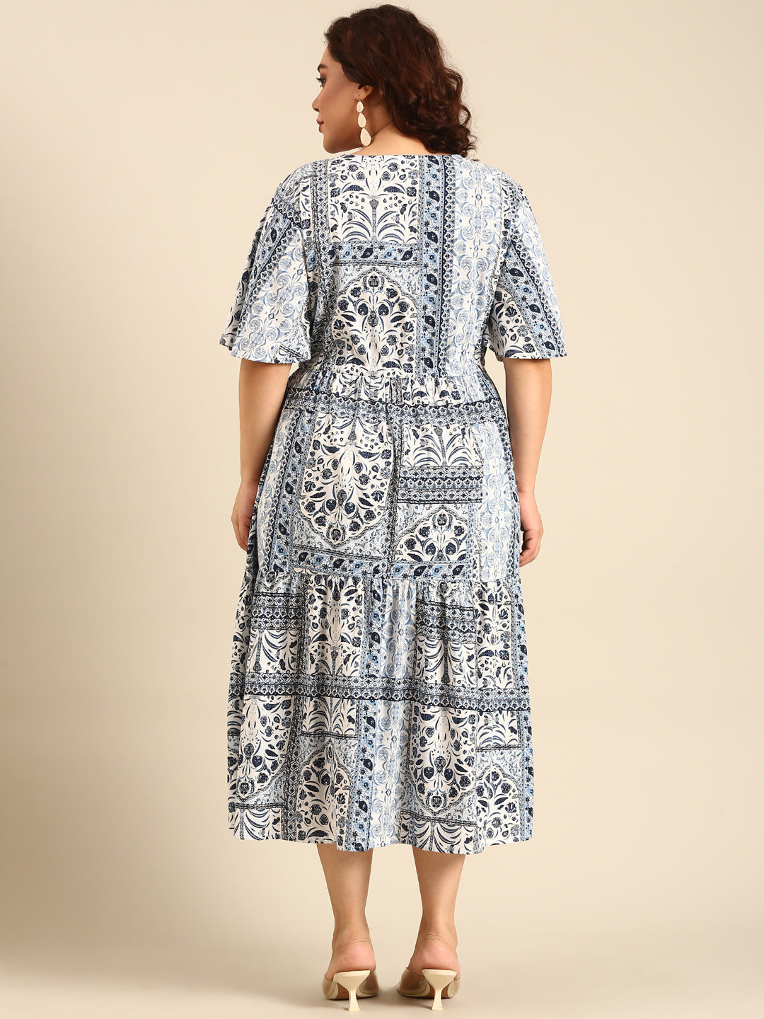 Blue Viscose Printed Dress