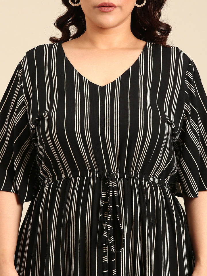 Striped Dress with Waist tie