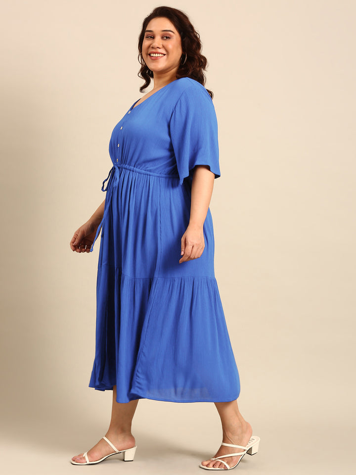Cobalt Maxi Dress With Waist Tie