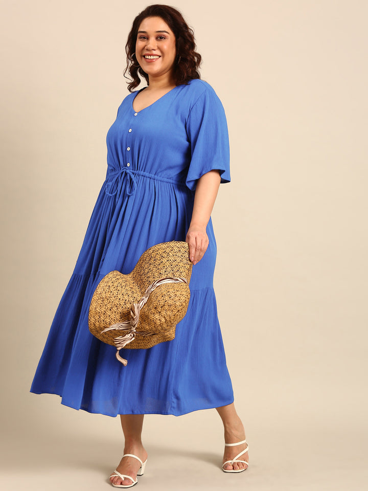 Cobalt Maxi Dress With Waist Tie