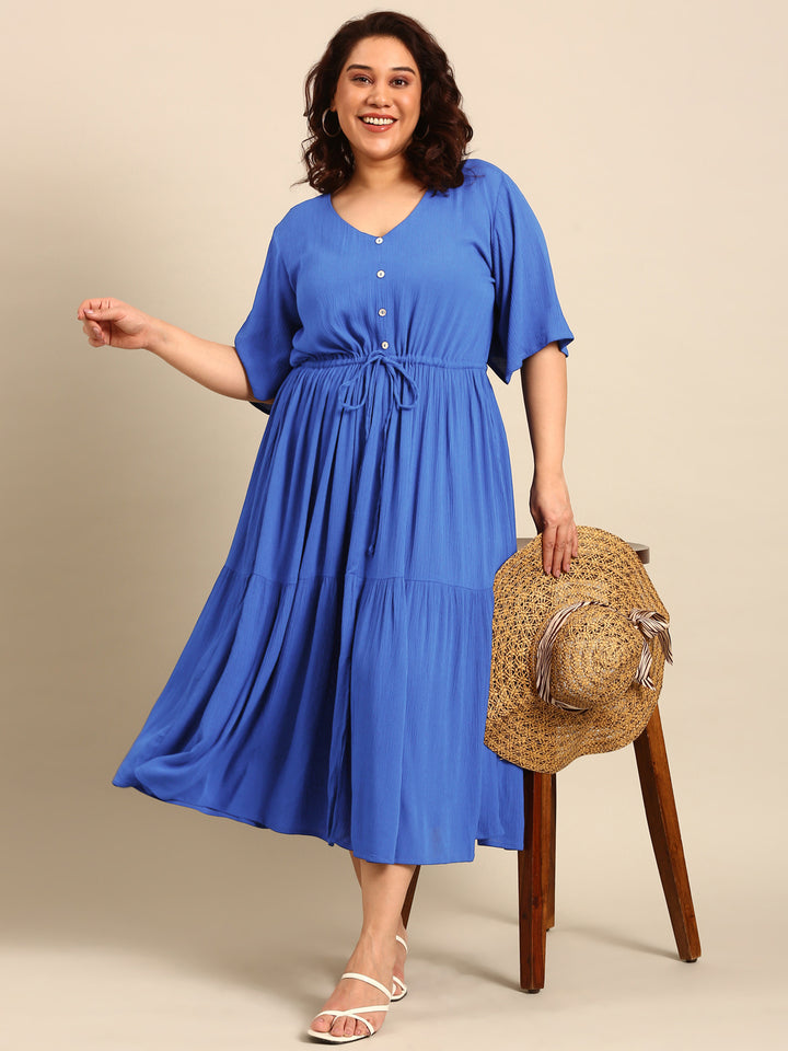 Cobalt Maxi Dress With Waist Tie