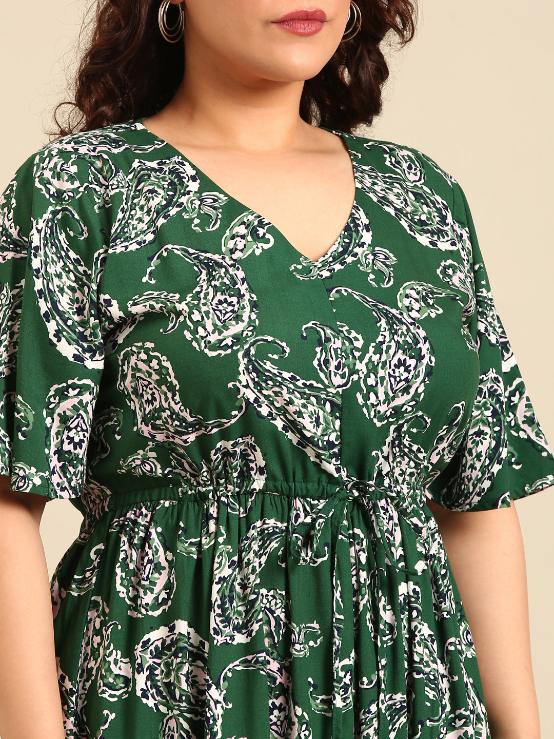 Green Paisley Printed Dress