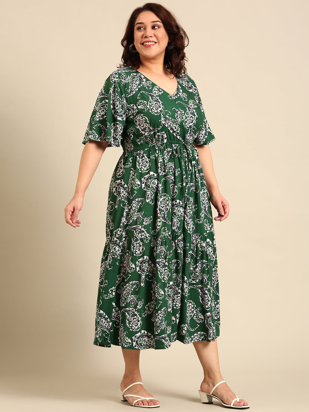 Green Paisley Printed Dress