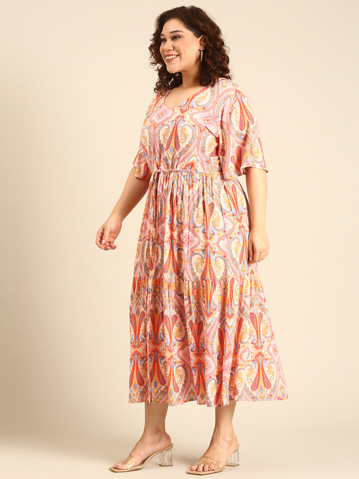 Pink Ethnic Printed Dress