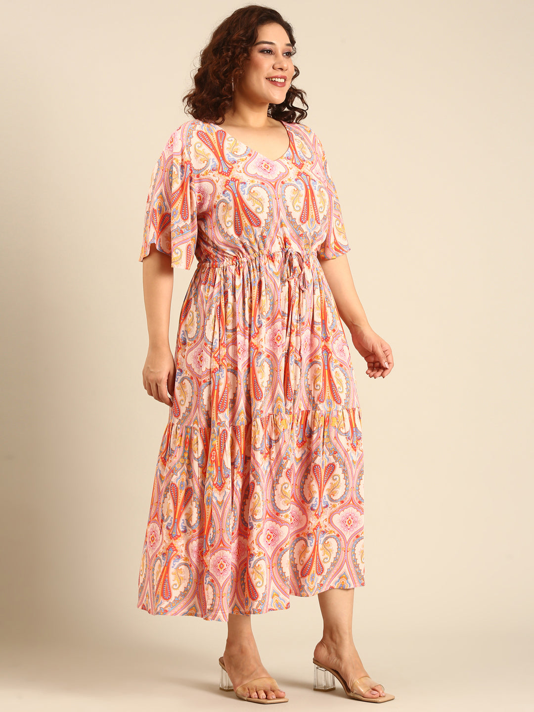 Pink Ethnic Printed Dress