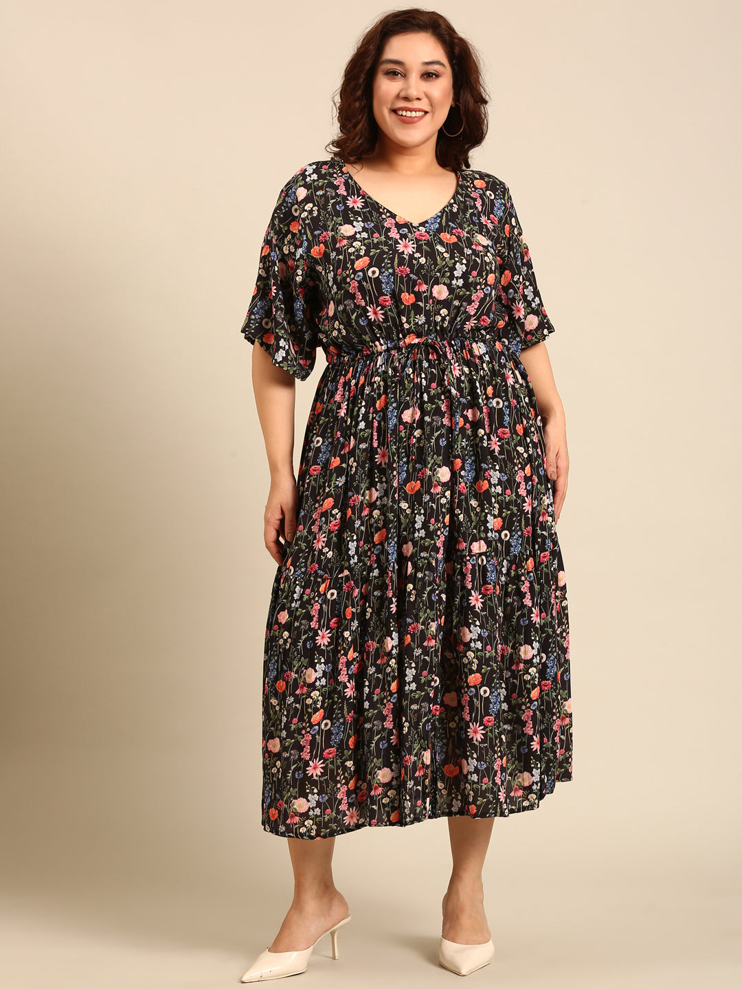 Ditsy Floral Printed Dress with Waist Tie