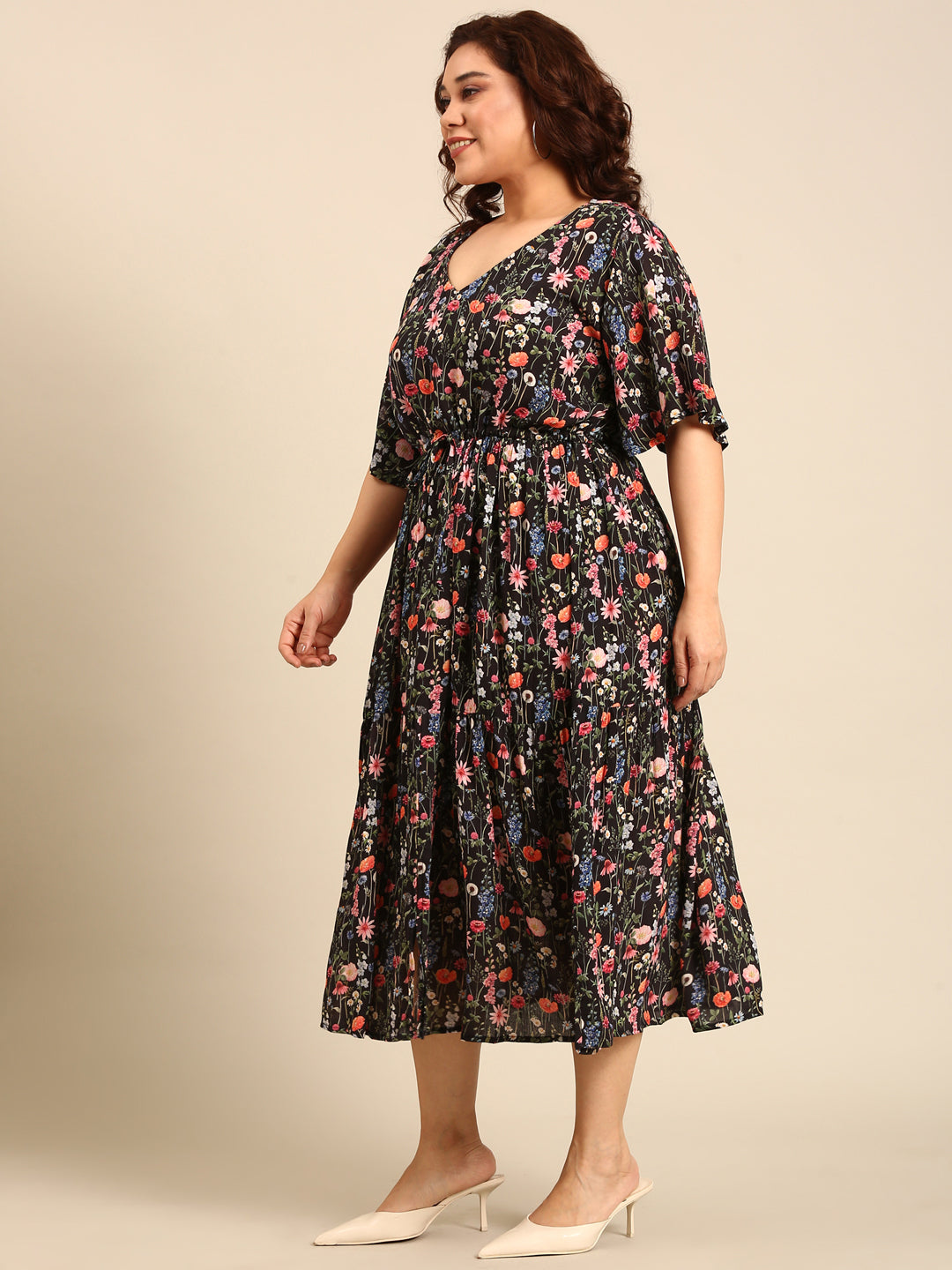 Ditsy Floral Printed Dress with Waist Tie