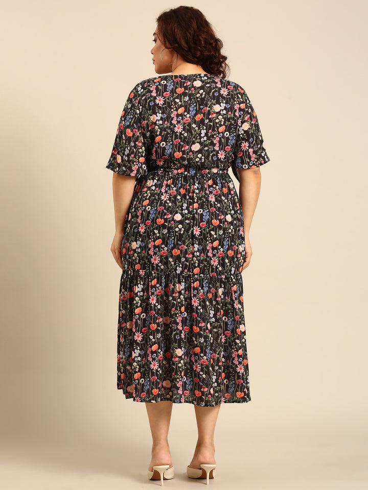Ditsy Floral Printed Dress with Waist Tie