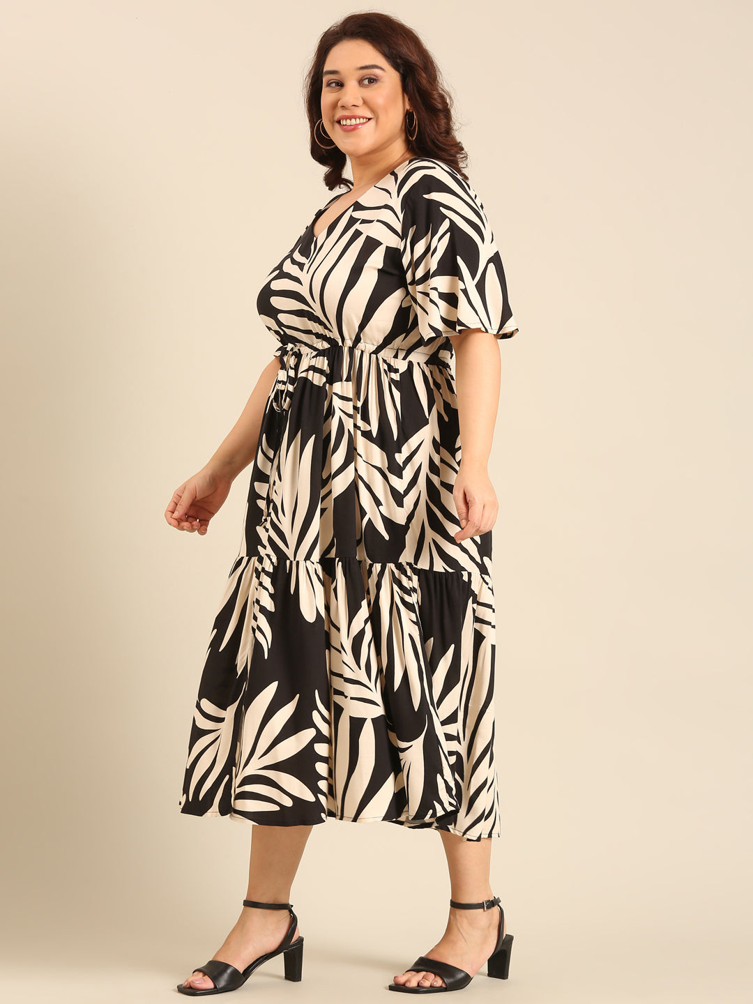 Black Leaf Printed Dress