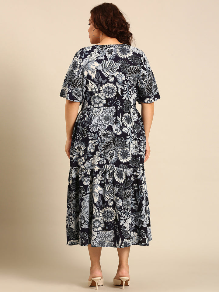 Navy Floral Maxi Dress