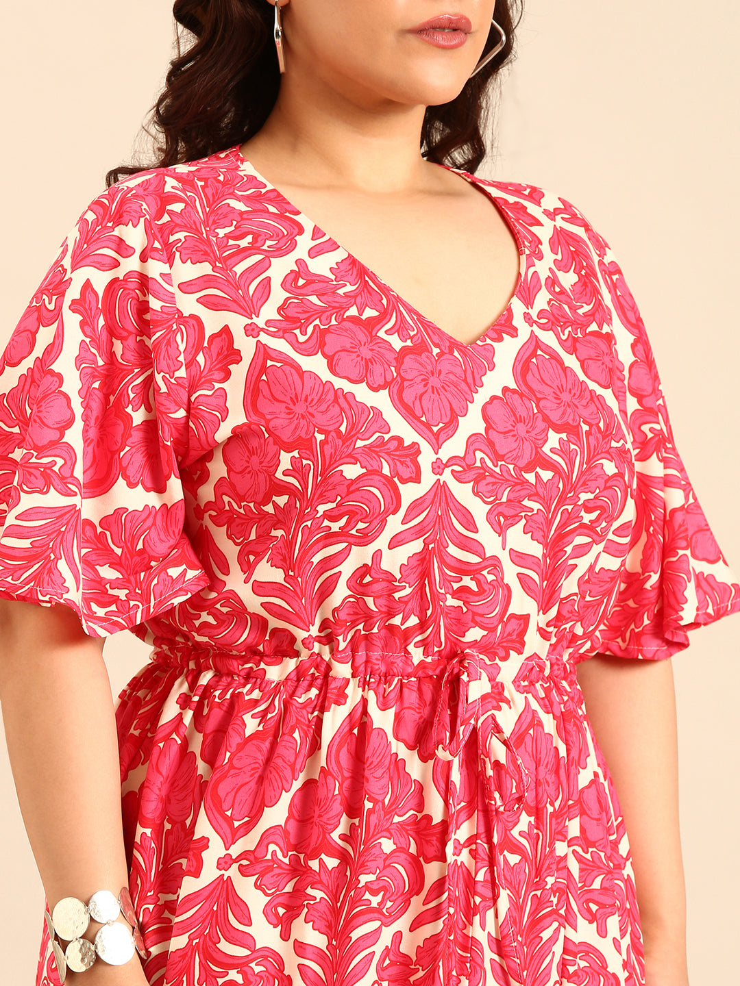 Pink Floral Printed Dress