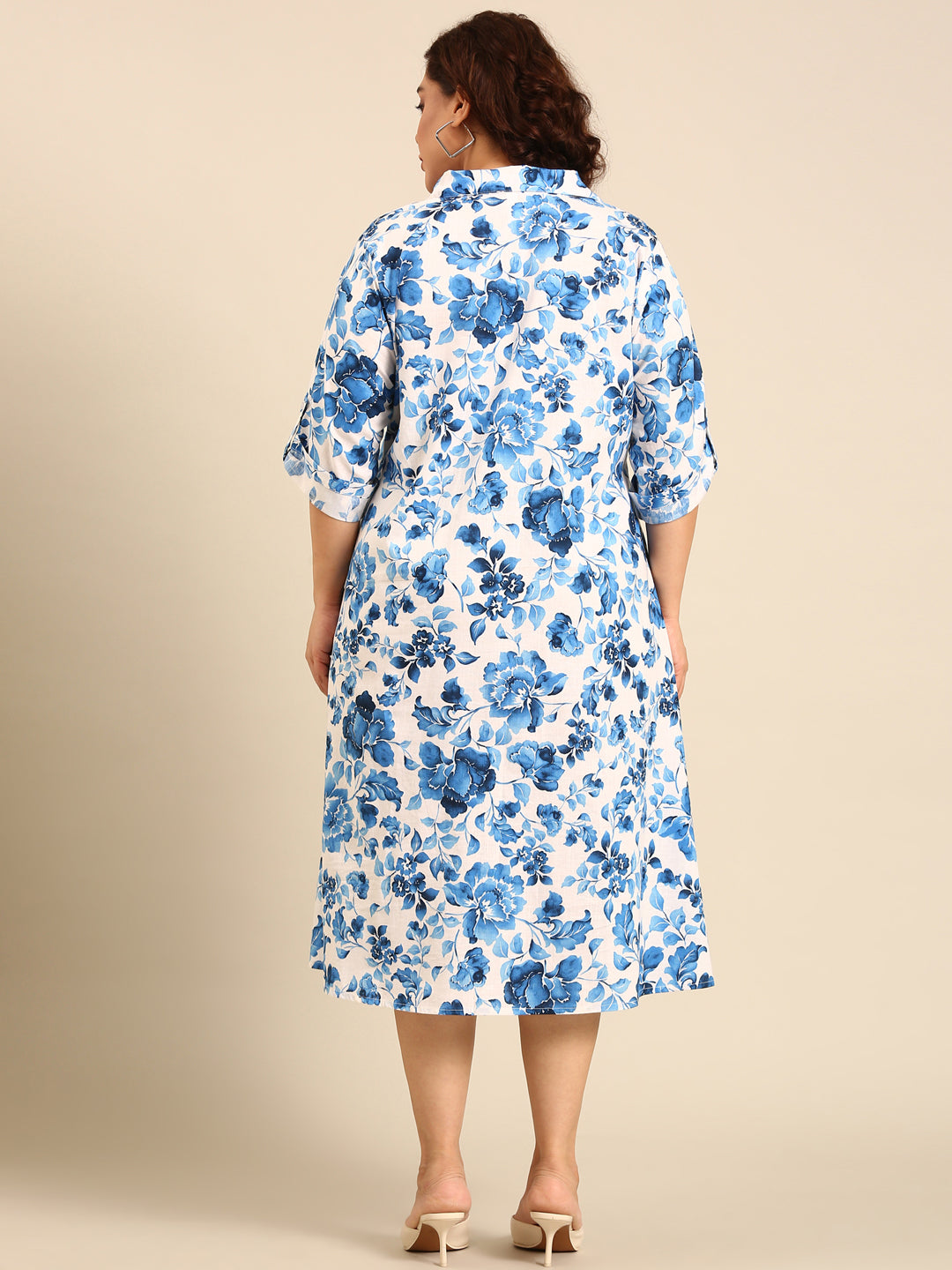 Cotton Floral Print A-Line Dress