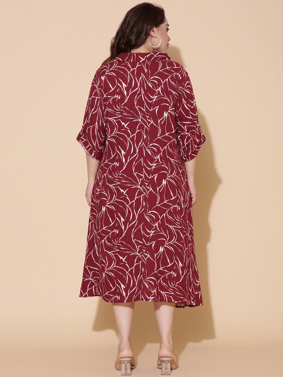 Maroon Printed A-Line Dress