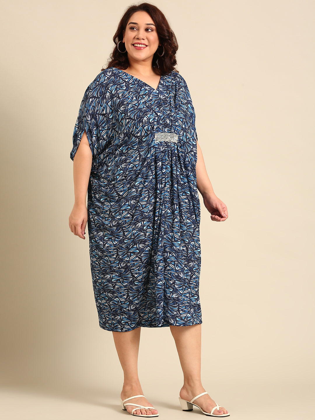 Blue Abstract Printed Kaftan Dress