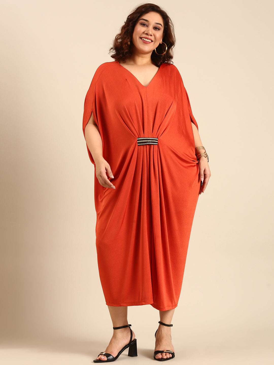 Orange Shimmer Kaftan Dress