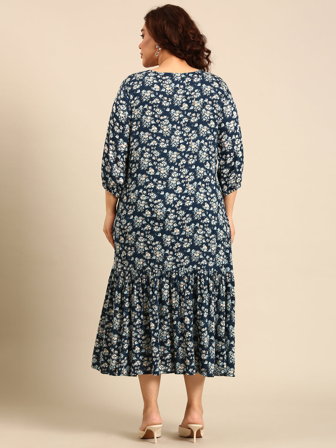 Ditsy Floral Printed Alia-Cut Tiered Dress