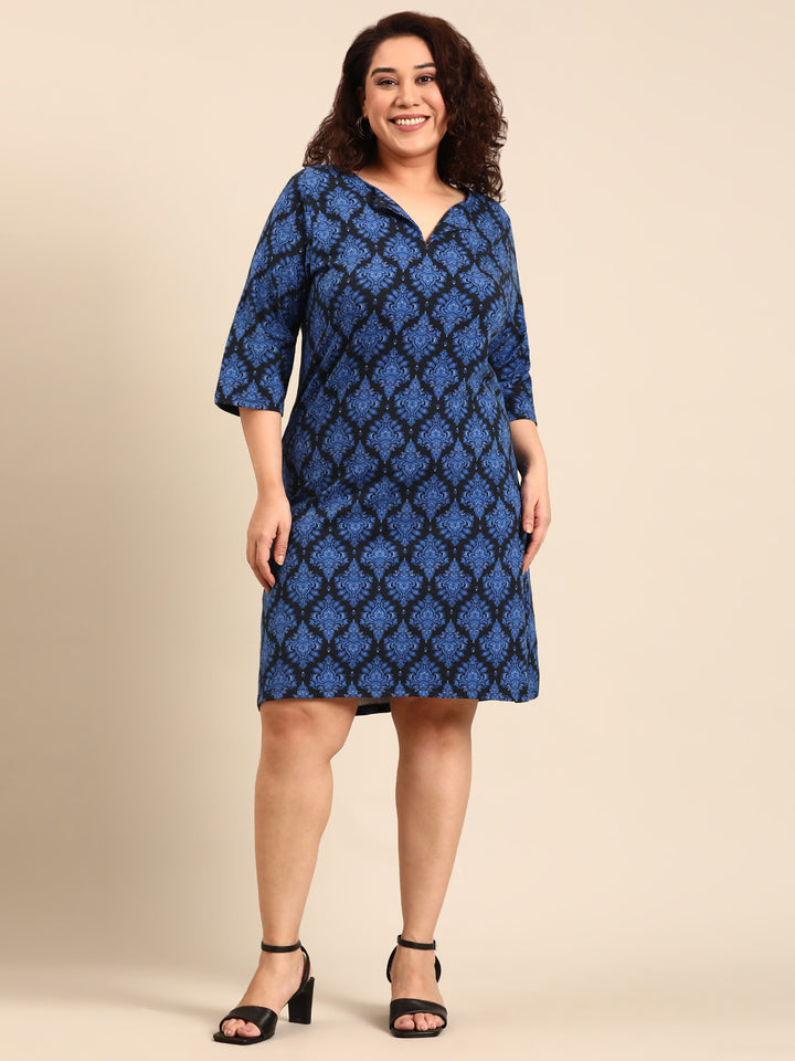 Blue Ethnic Printed Dress