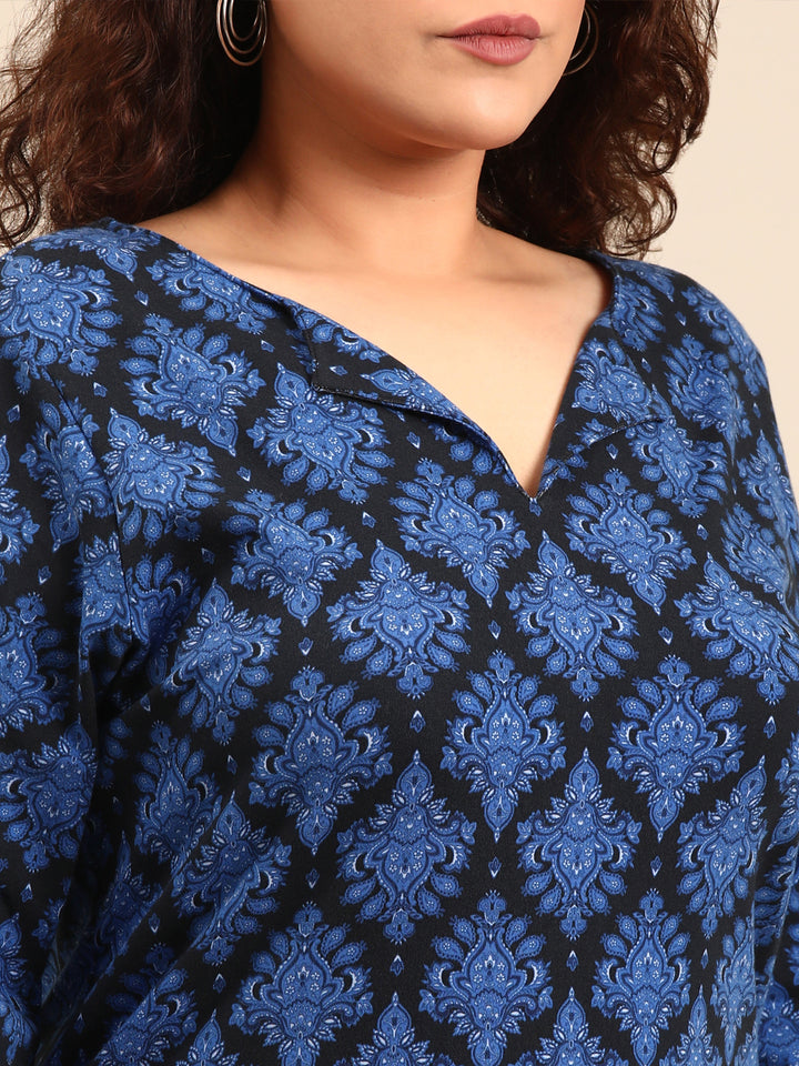 Blue Ethnic Printed Dress