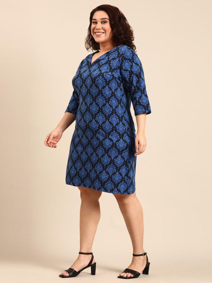 Blue Ethnic Printed Dress