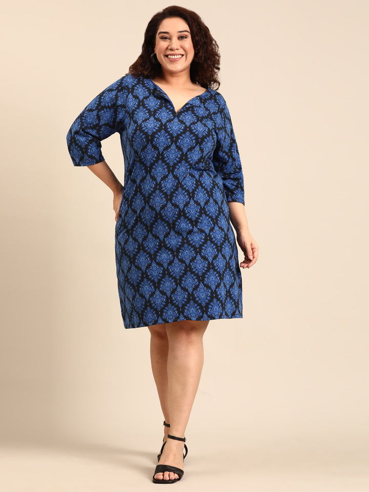 Blue Ethnic Printed Dress