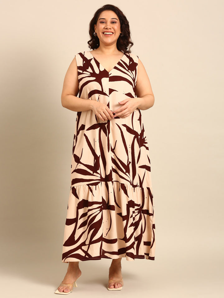 Bamboo Leaf Print Dress