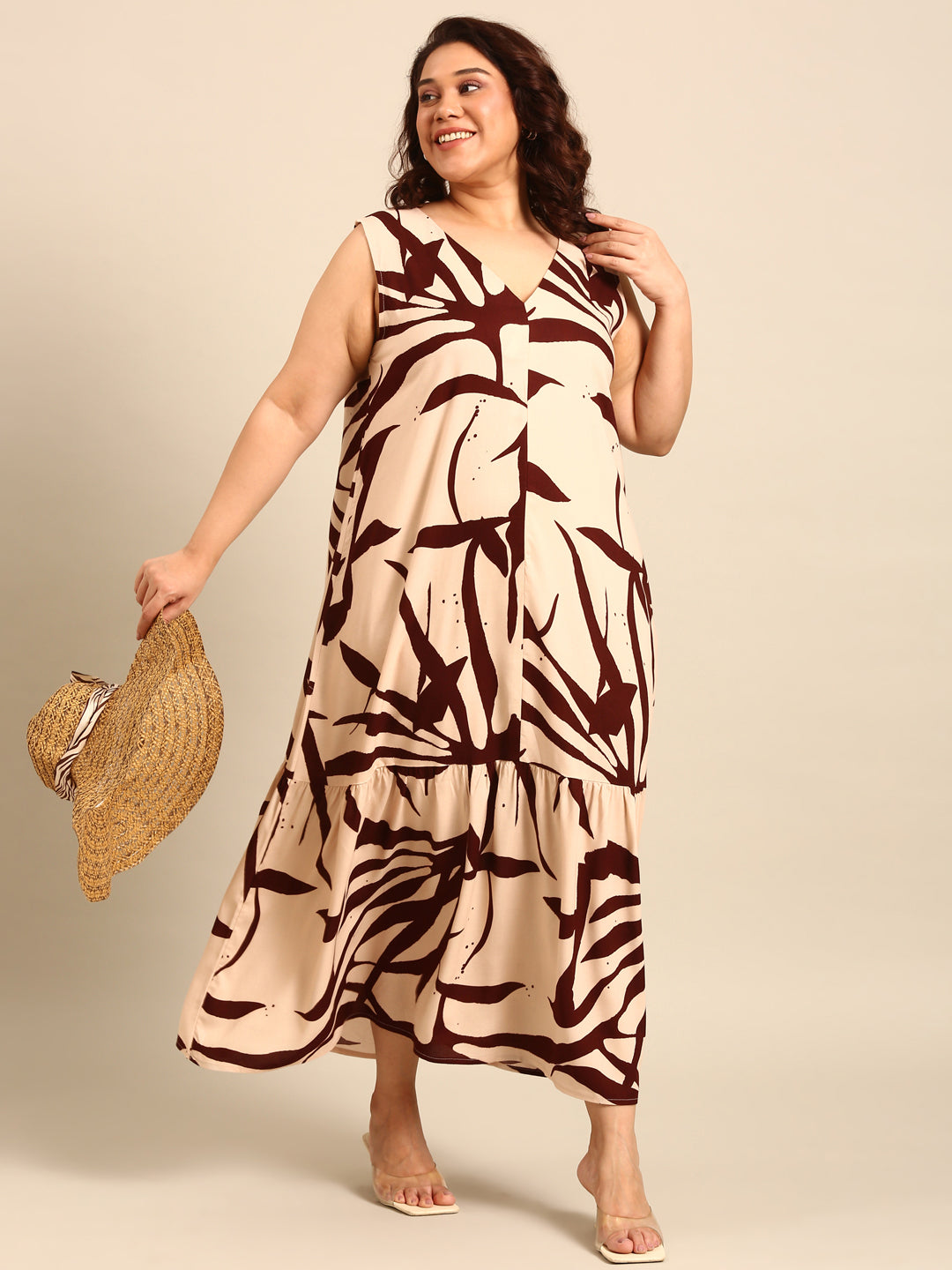 Bamboo Leaf Print Dress