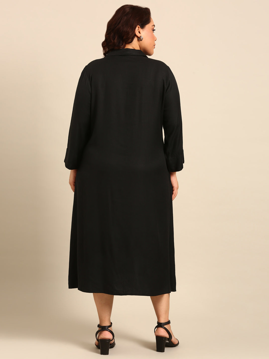 Black A-line Shirt Dress