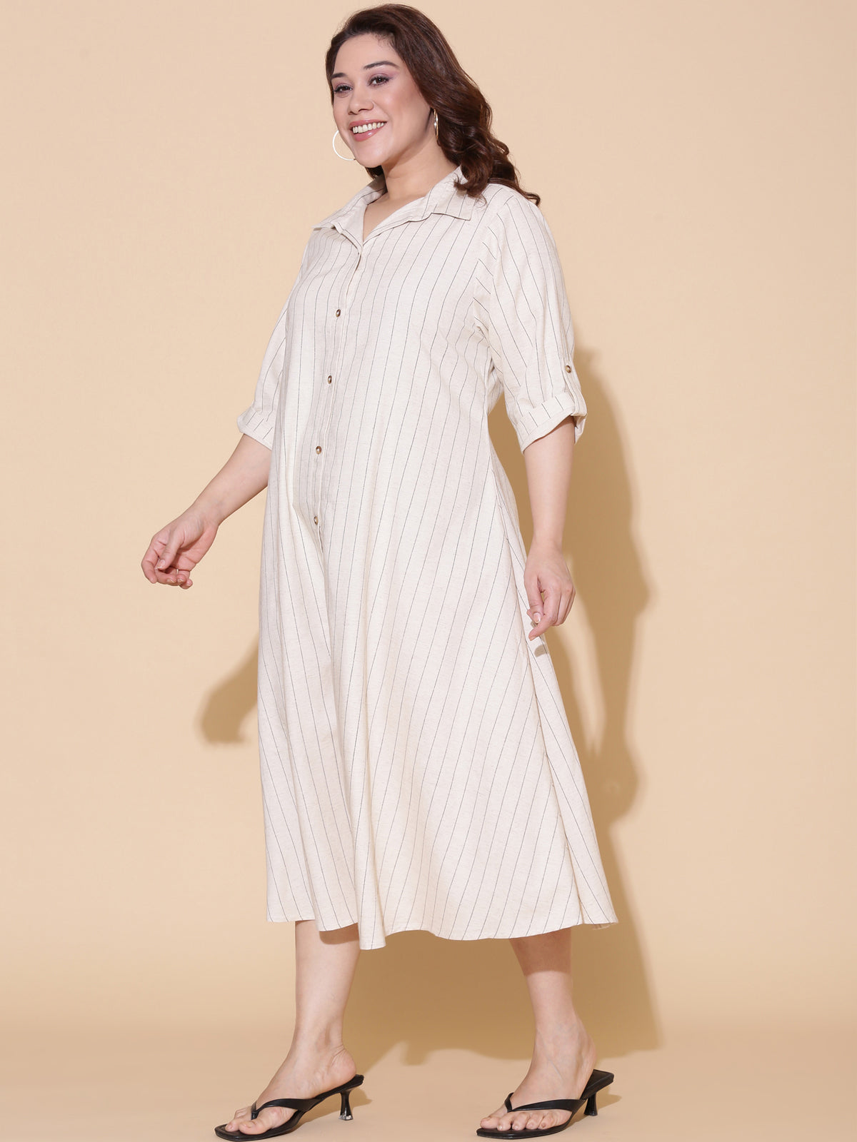 Off-White Linen Shirt Dress