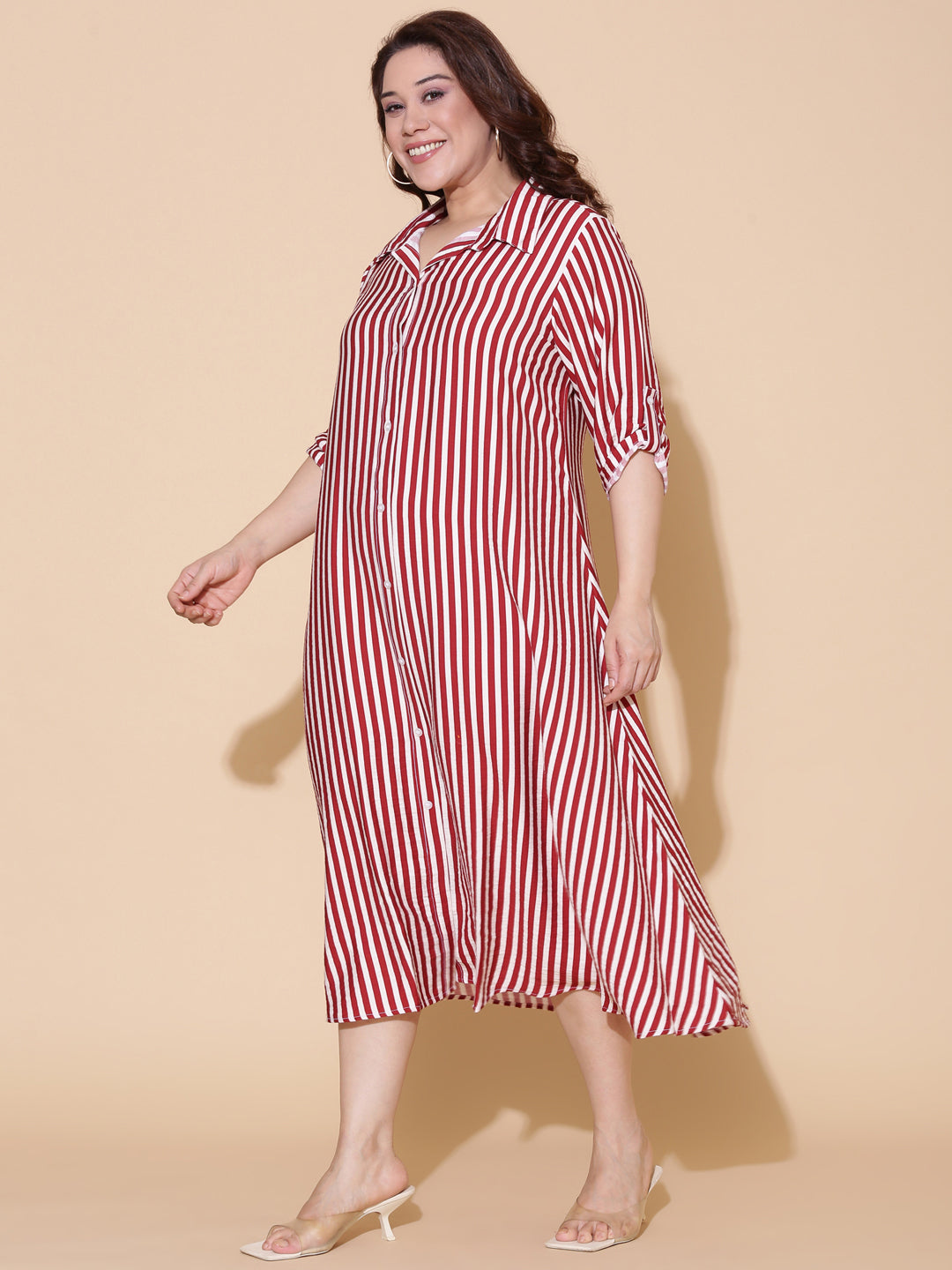 Red Striped Shirt Dress
