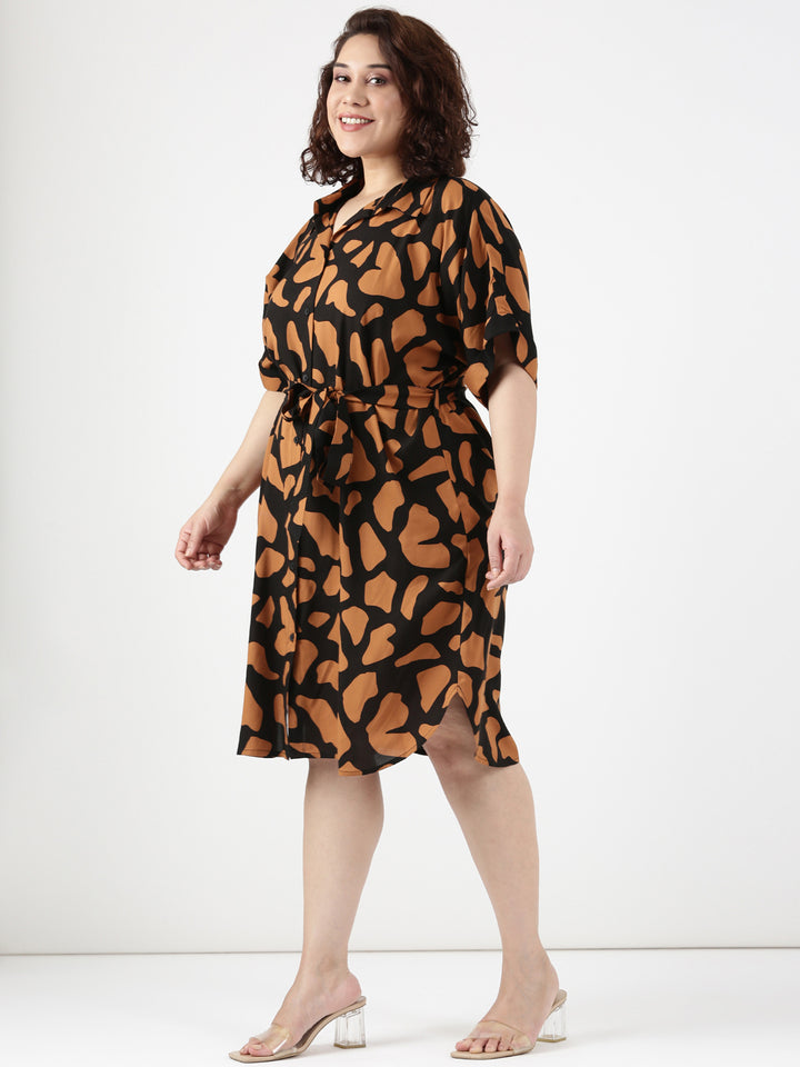 Printed Tie-up Shirt Dress