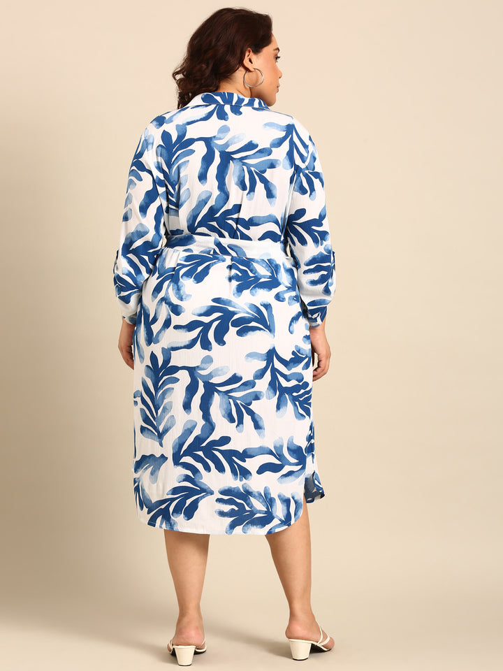 Leaf Print Shirt Dress