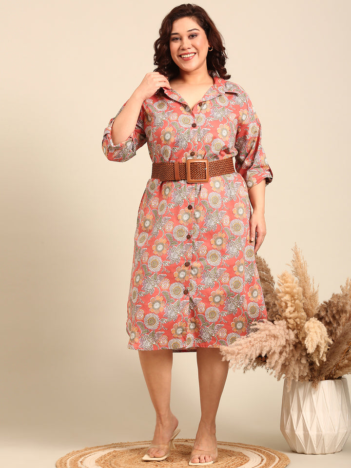 Indo-Western Printed Shirt Dress