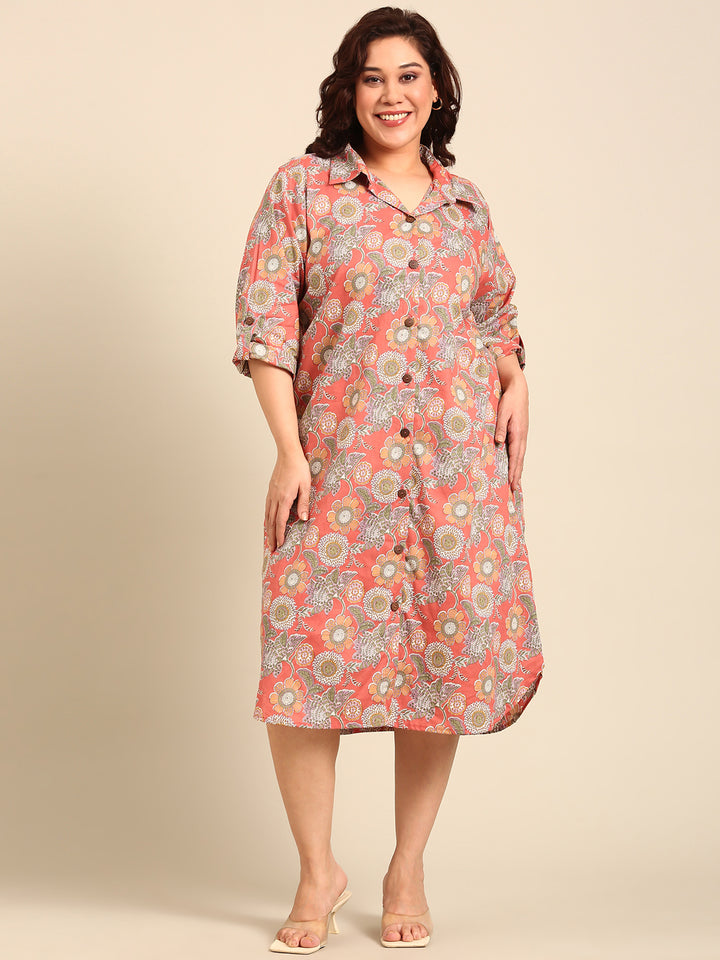 Indo-Western Printed Shirt Dress