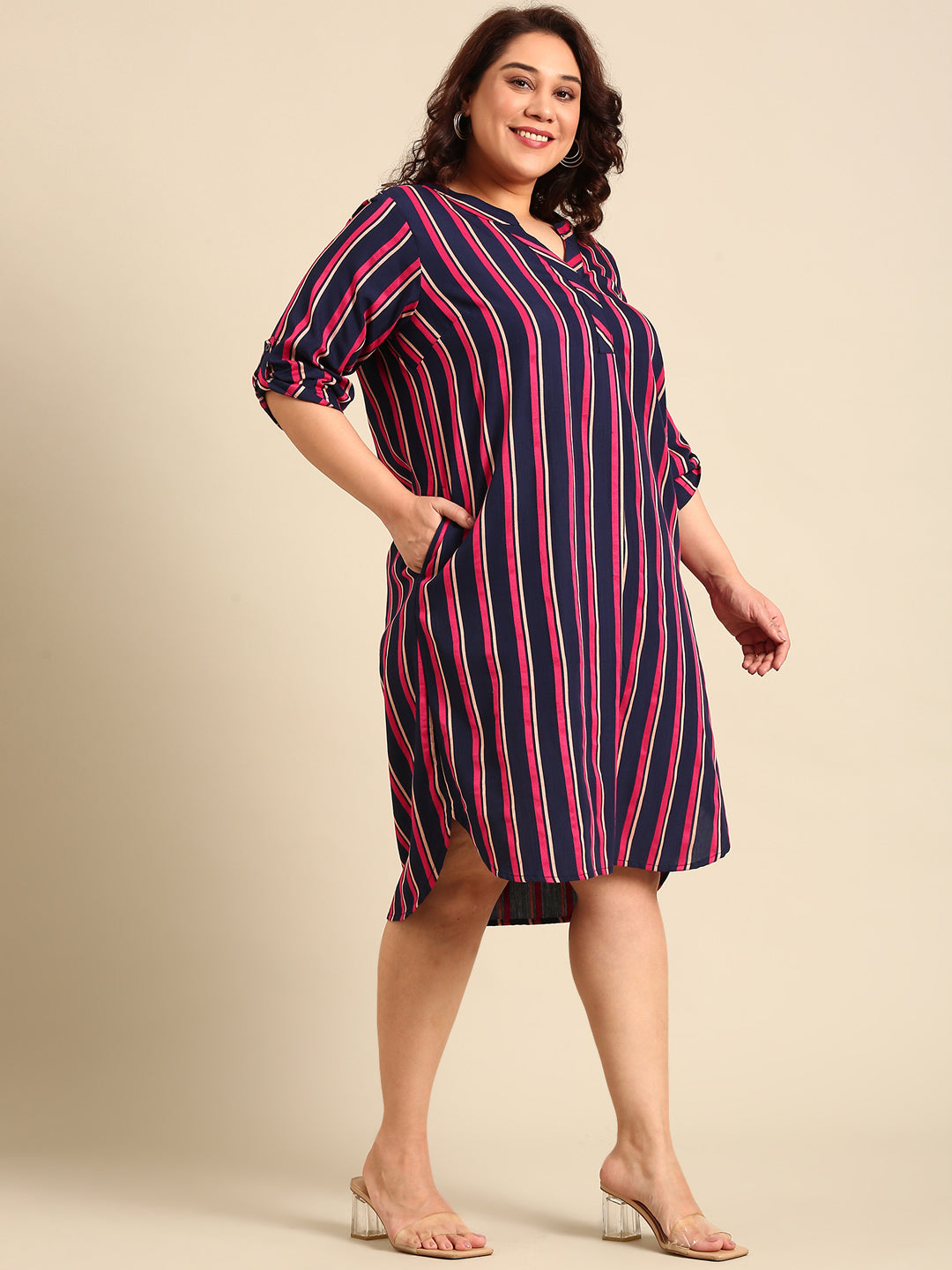 Printed Dress with Elbow Sleeves