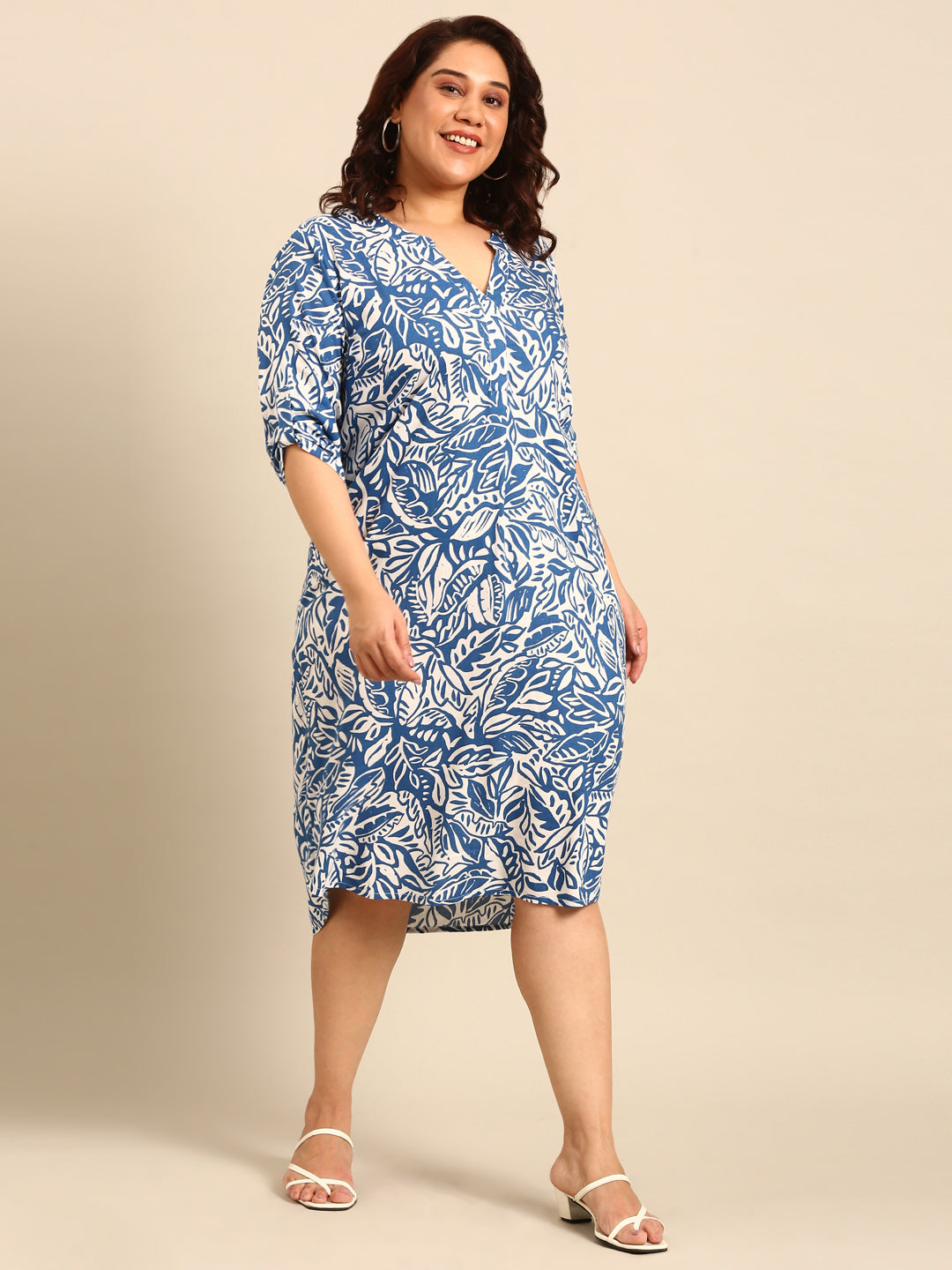 Blue and White Printed Dress